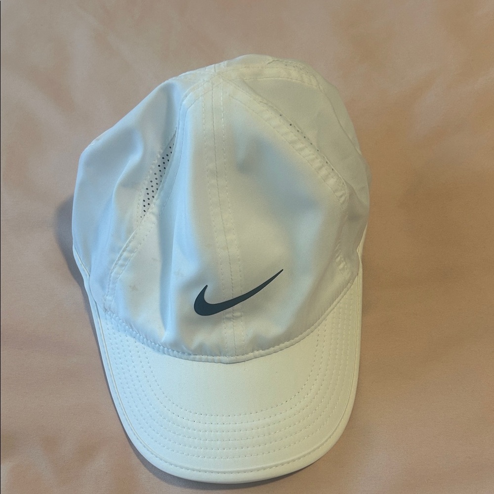 Nike White Sports Cap with Black Swoosh